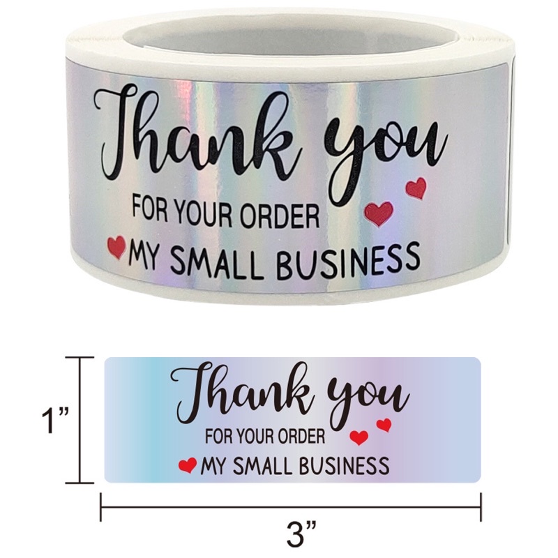 F162-3-4_Tem dán chữ " Thank you" _SIZE: 2.5x 7.5cmCM, 120 tem/cuộn _ STICKER NIÊM PHONG HỘP GIẤY