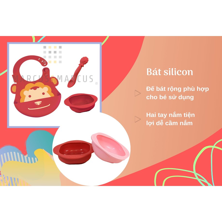 Bộ đồ dùng ăn dặm silicon Baby Marcus &amp; Marcus, cho bé từ 6 tháng - Marcus