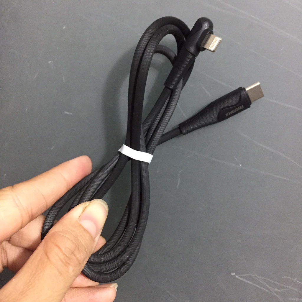 Cáp sạc ip CtoL PD20W có LED đầu chữ L chống gãy gập Remax RC192i (1m)