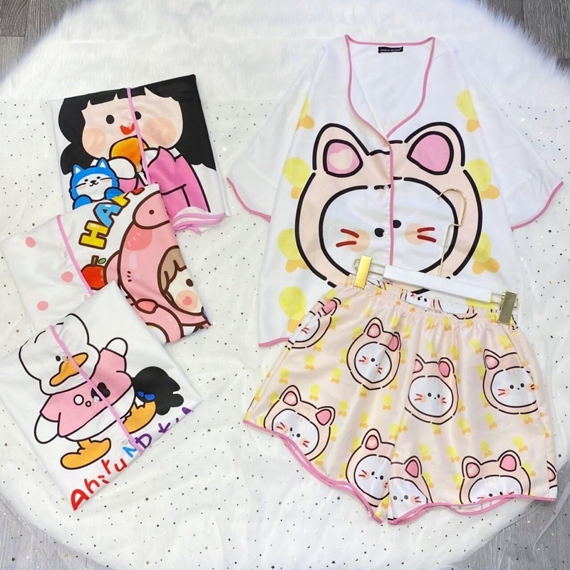 Set Pijama Mặc Nhà Đùi Hình Nhiều Mẫu Ảnh Thật-Clip Thật