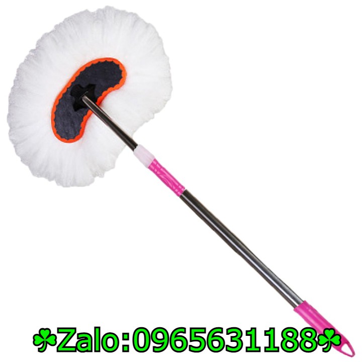 Chổi lau rửa xe ô tô cán dài 128cm lông mềm - rửa đa năng, rửa nhà, rửa xe ( TRẮNG )