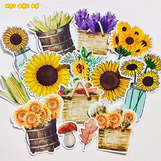 Set 14 Sticker thiết kế chủ đề Hoa Hướng Dương trang trí Planner - Hạt đậu bự