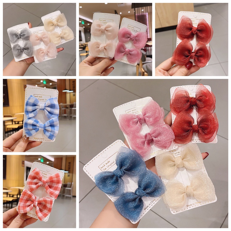 Set 2 Cặp Kẹp Tóc Hình Nơ Dễ Thương Cho Bé Gái|Phụ Kiện Tóc Nữ