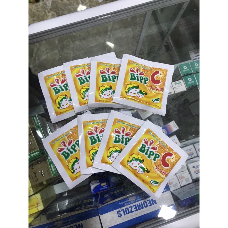 Kẹo C tuổi thơ Bipp C - Viên ngậm giúp tăng cường sức đề kháng cho trẻ - Gói 10 viên kẹo cam