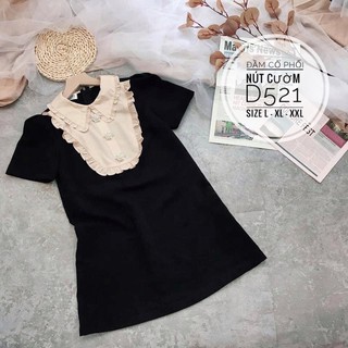 Bigsize Đầm cổ phối nút cườm D521