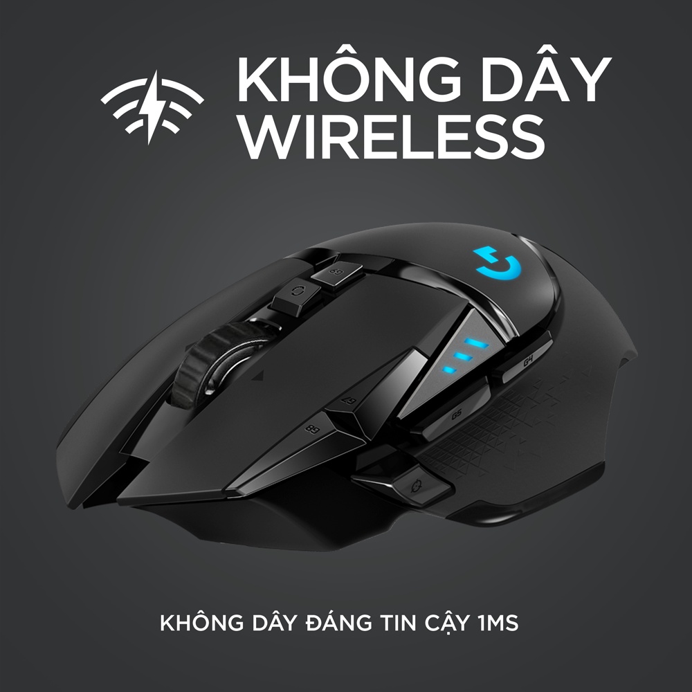 Chuột game không dây Logitech G502 - RGB, 11 nút lập trình, tùy chỉnh trọng lượng