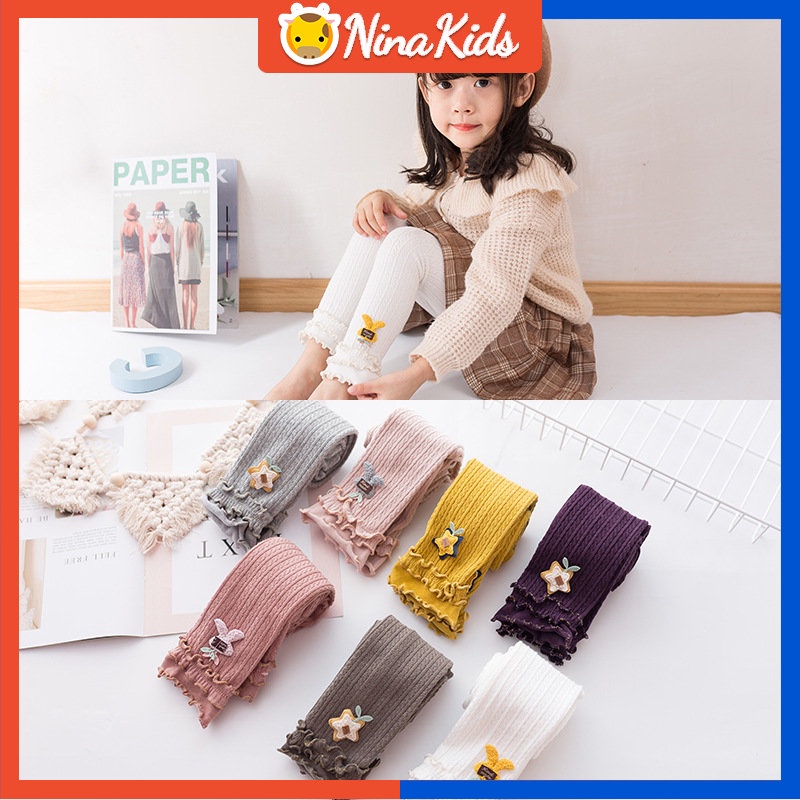 Quần Legging Cotton Hình Thỏ Dễ Thương Cho Bé Gái 0-8 Tuổi
