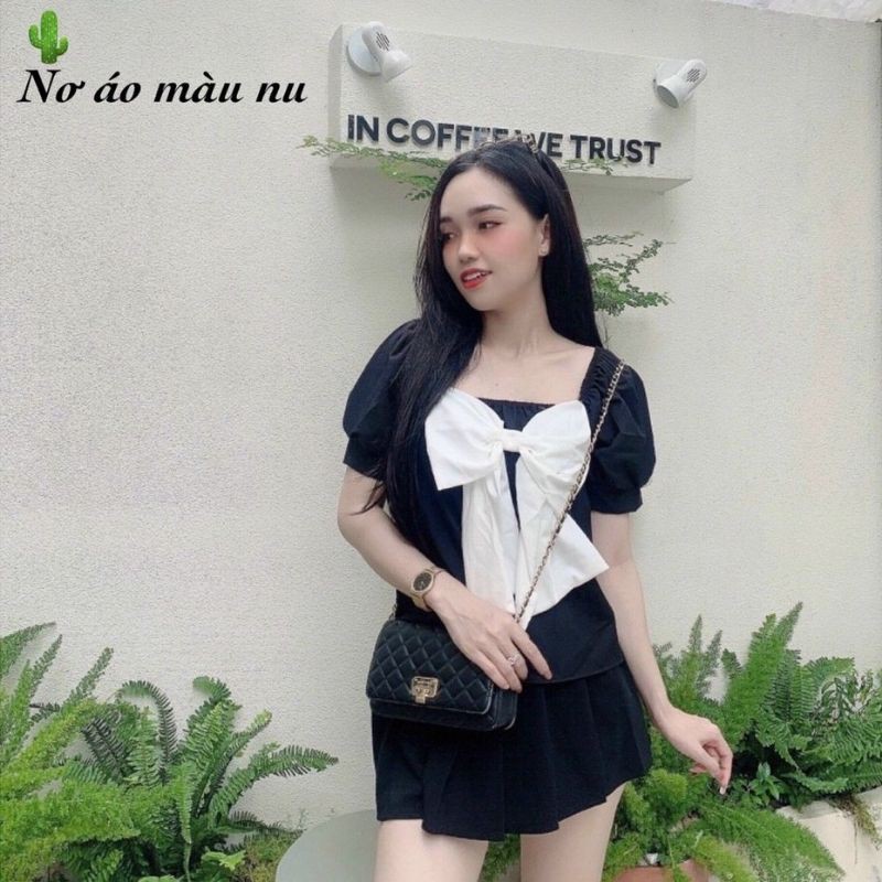 ÁO KIỂU TAY PHỒNG ĐÍNH NƠ SAU LƯNG