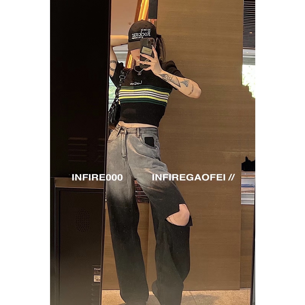 Cocory vn Áo Croptop Tay Ngắn Họa Tiết Sọc Ngang Phong Cách retro