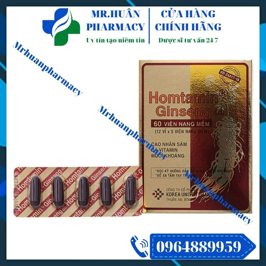 Homtamin Ginseng (Hộp 12 vỉ x 5 viên) - Cung cấp vitamin và khoáng chất thiết yếu cho cơ thể