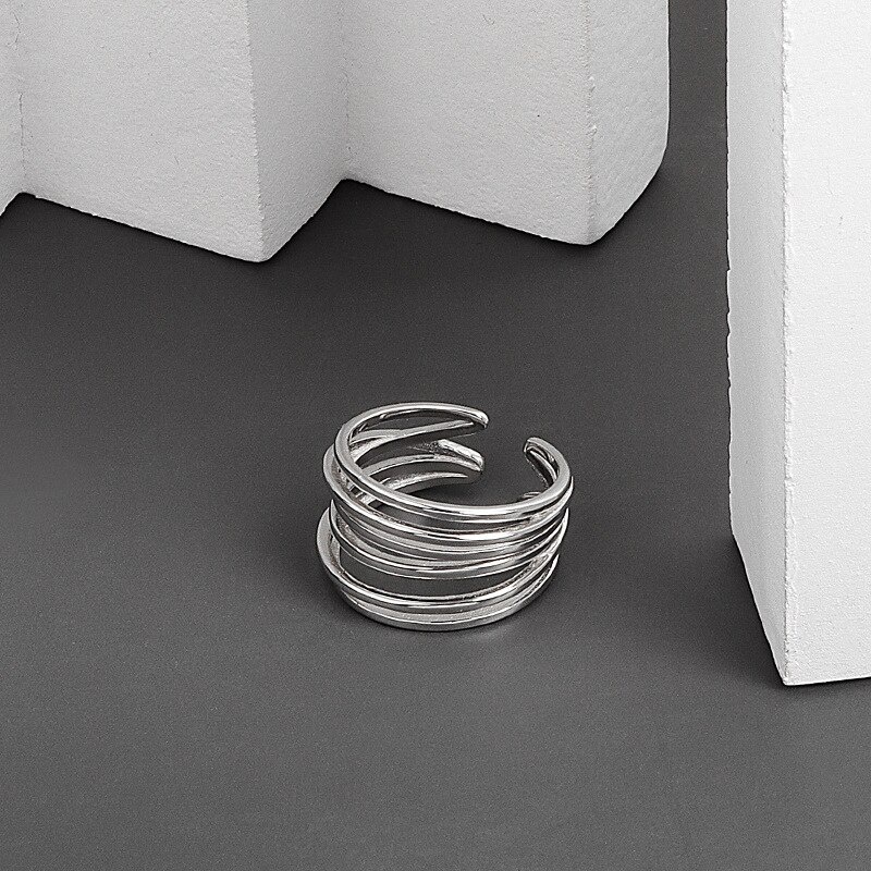 Nhẫn Hở Nhiều Lớp Màu Vàng / Bạc Phong Cách Cổ Điển Có Thể Điều Chỉnh Kích Thước Cho Nữ