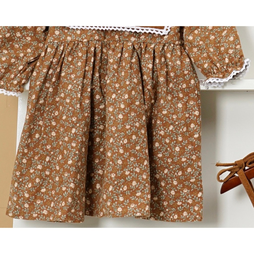 Váy Bé Gái Thu Đông Dáng Dài Tay 2 Màu Vintage O.P Kids
