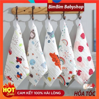 Khăn mặt xô 6 lớp rửa mặt, khăn lau mặt đa năng cho bé yêu , set 5 cái