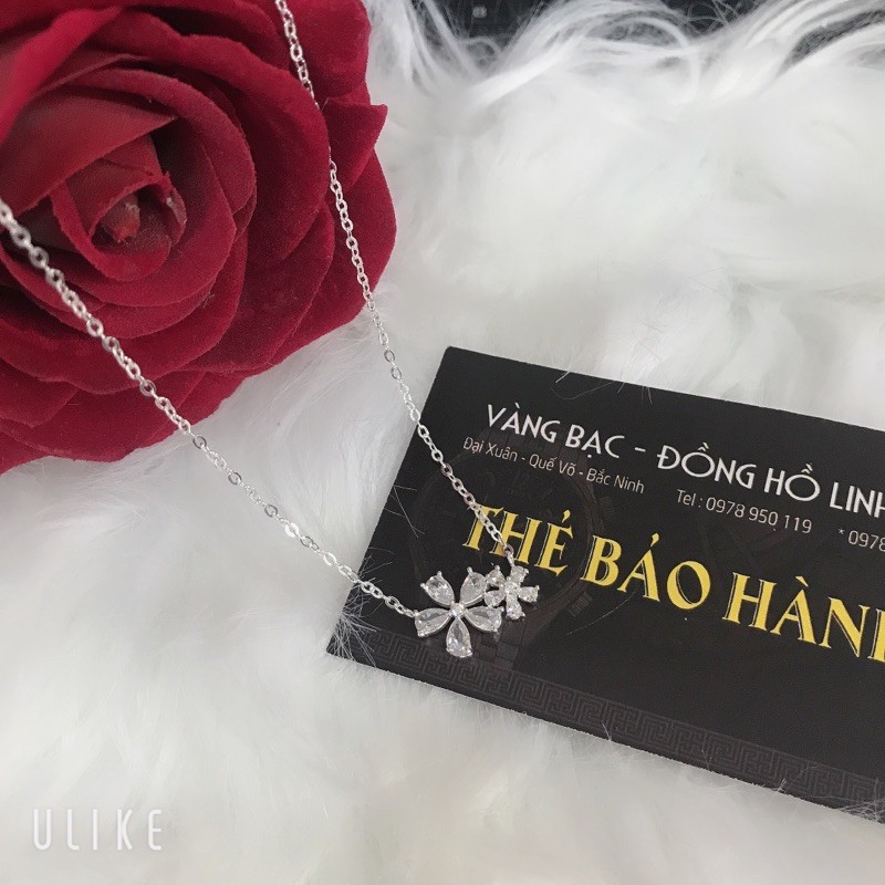 Dây Chuyền Nữ Bạc Ta Cao Cấp Họa Tiết Hoa 5 Cánh Đính Đá Sáng Tiểu Thư Phong Cách Hàn Quốc- LC Jewelry