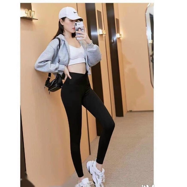 Quần Legging nữ cạp vạt chéo không viền chất umi cao cấp co dãn lưng cao dấu bụng cực tốt