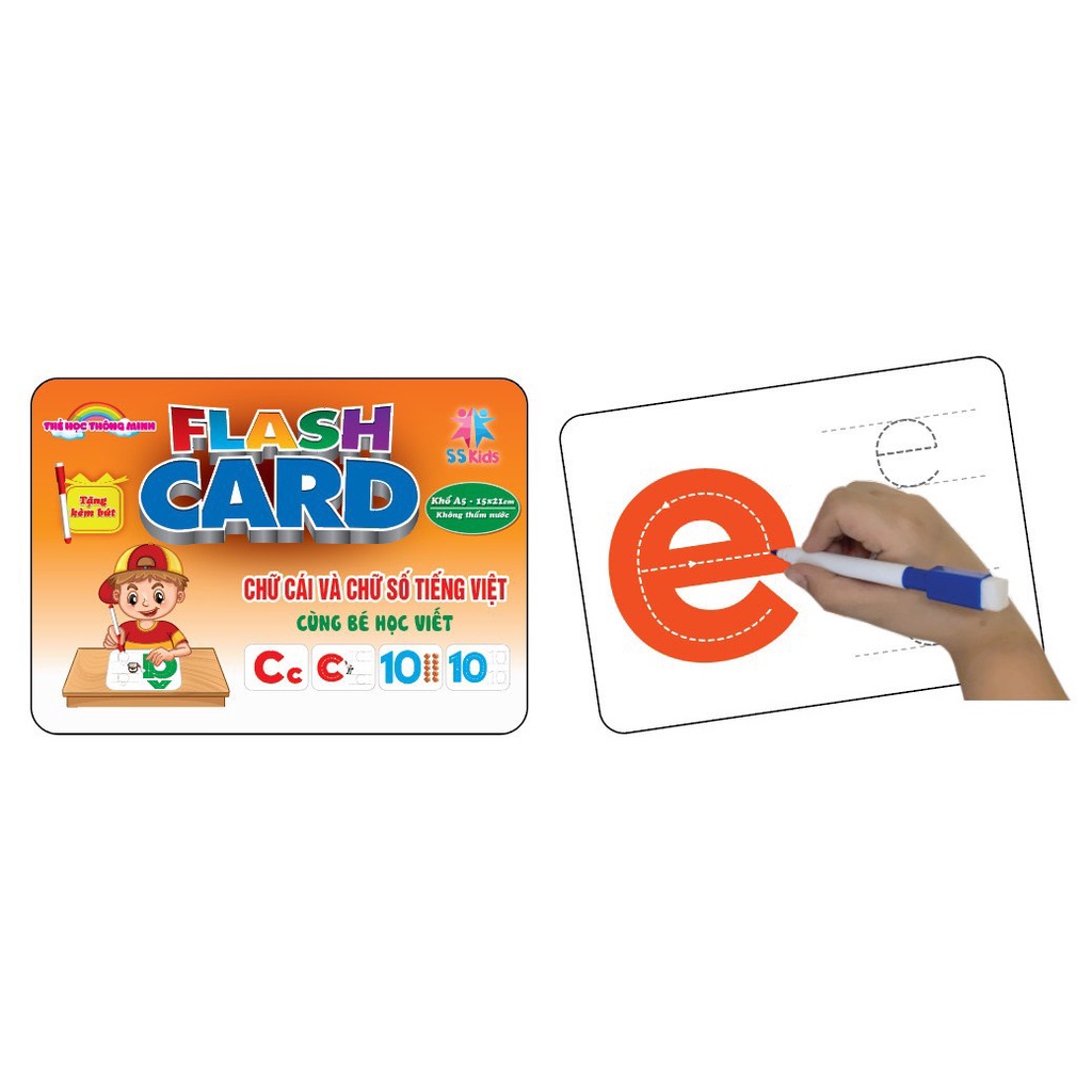 Flashcard Chữ cái và Chữ số khổ to A5 Không thấm nước và Viết xóa được  đẹp, xịn.