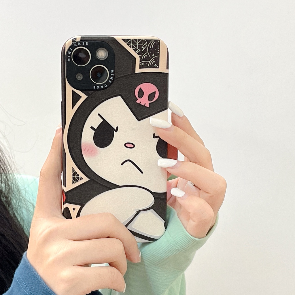 Ốp Điện Thoại Da In Hình Kuromi Dễ Thương Thời Trang Chống Sốc