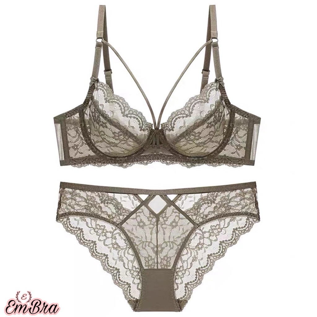 Set Đồ Lót Nội Y Ren Mỏng Có Gọng Dây Đan Ngực Sexy Mã EBB09