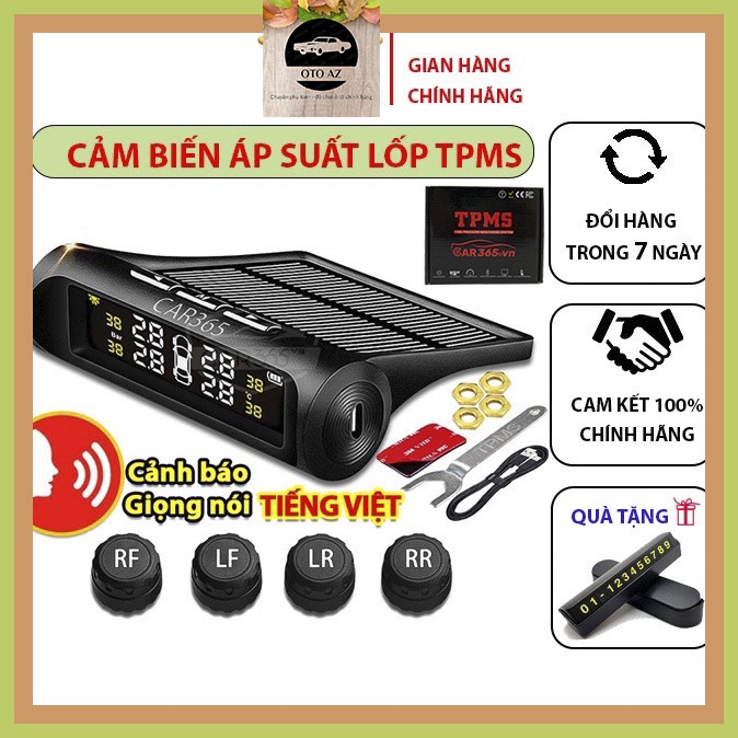 ⚡CAO CẤP⚡ Cảm Biến Áp Suất Lốp Ô Tô TPMS – Pin Sạc Năng Lượng Mặt Trời – Màn Hình LCD – Tuổi Thọ Pin 5 Năm