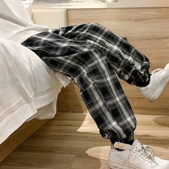 Quần Dài Nam Họa Tiết Caro Thời Trang Phong Cách Hàn Quốc