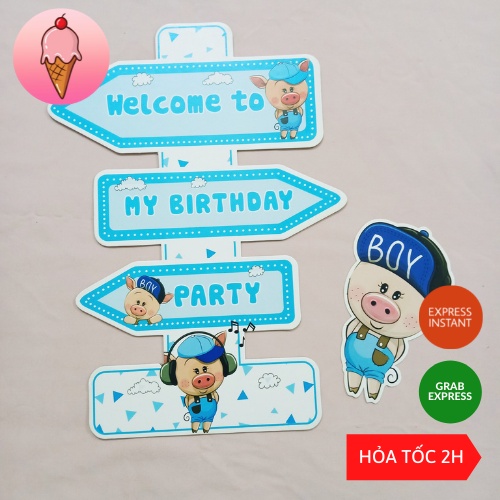 Bảng Welcome Trang Trí Sinh Nhật Bé Trai Bé Gái Nhiều Chủ Đề Siêu Đáng Yêu Dễ Thương - Kem Shop K13