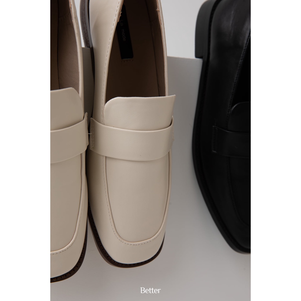 Giày loafer mũi vuông Better shoes da mềm, đai ngang, đế cao 2cm - 271121001