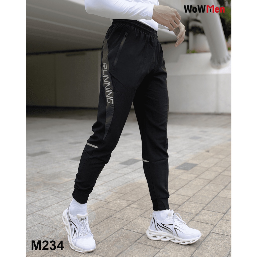 Quần Dài Jogger Nam Vải Dù Thể Thao Tập Gym Chữ Running Phản Quang Local brand WoWMen Store quần tập gym nam - M234