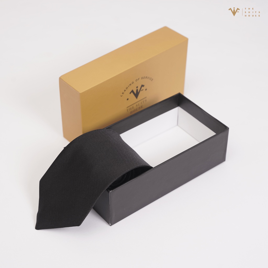Cà vạt caravat đen nam, công sở, bản 6 - 8 cm học sinh - The Suits House