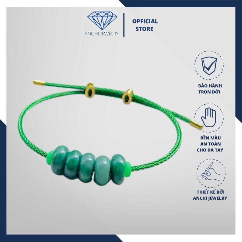 Vòng tay đồng điếu ngọc sơn thủy mệnh mộc / hỏa. Anchi jewelry