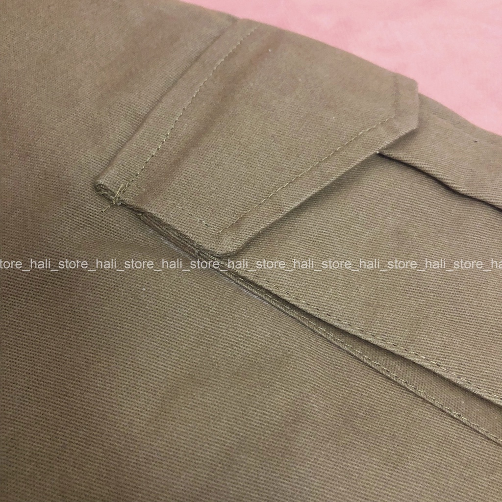 Chân váy kaki cạp cao chữ A túi hộp, chân váy ngắn, mã CV02, màu nâu