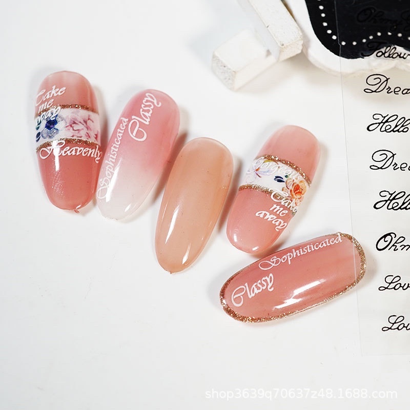 Sticker chữ ký nail, hình chữ dán móng các mẫu