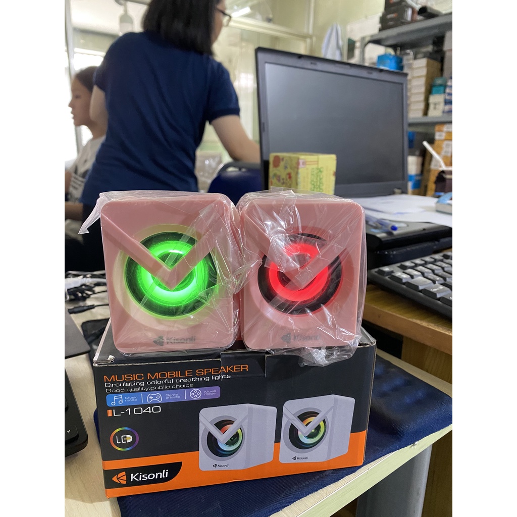 Loa Máy Tính Để Bàn Mini Màu Hồng Dễ Thương Chính Hãng KISONLI