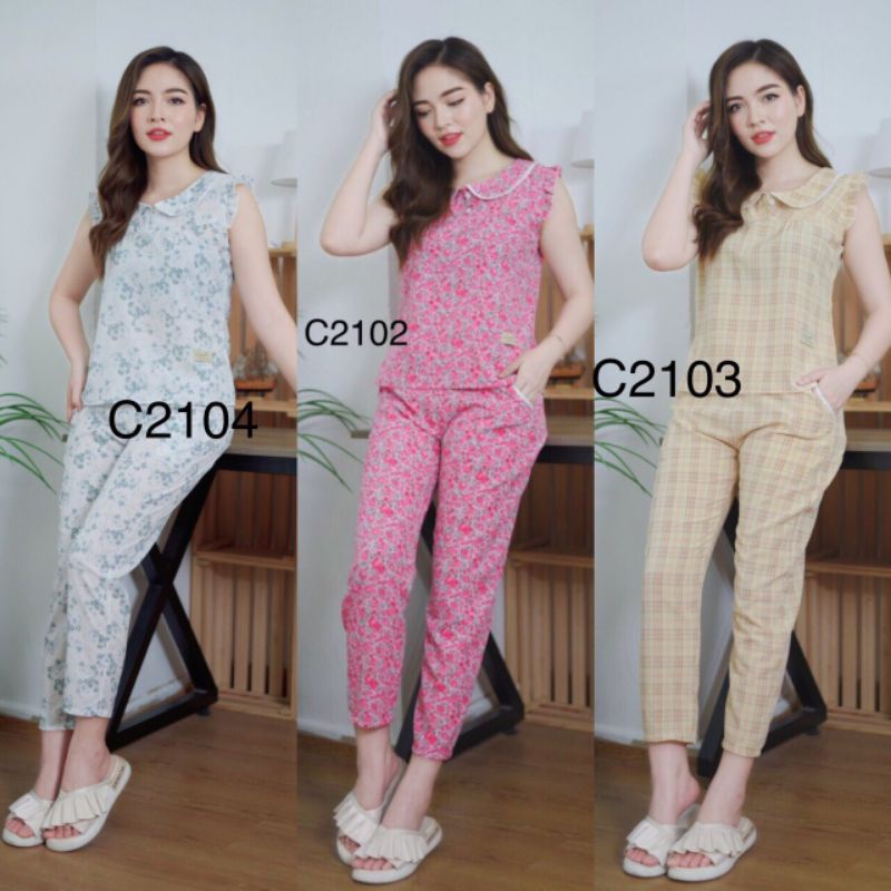 Bộ mặc nhà, áo cánh tiên quần dài chất lụa hàn mềm mát, không nhăn, đủ size