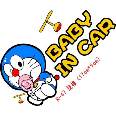 Miếng Dán Trang Trí Gương Chiếu Hậu Xe Hơi Hình Doraemon Chống Thấm Nước