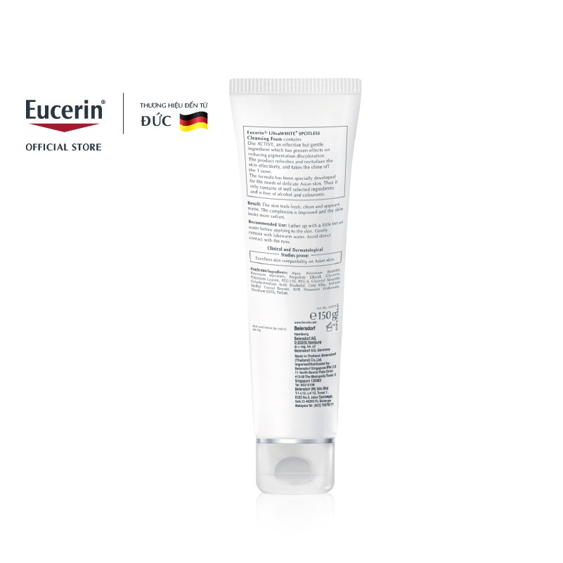 [Mã FMCGMALL -8% đơn 250K] Sữa rửa mặt Eucerin Ultra White+ Spotless Cleansing Foam làm trắng da 150g | BigBuy360 - bigbuy360.vn