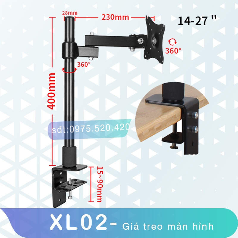 XL02/ XL03 - Giá treo màn hình máy tính - GiáĐỡ Màn Hình Kẹp thành bàn [Màn hình 17 - 27 inch] [Rẻ Hơn XL03 F80 H80]