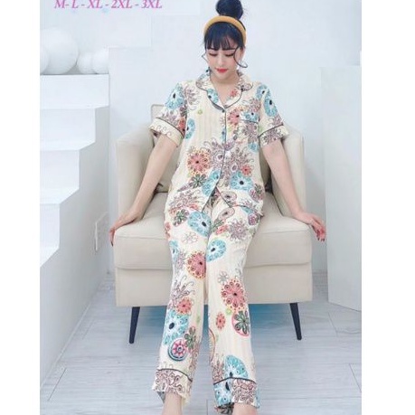 Đồ Bộ Pyjama Lụa Mango Mềm Mát - Bộ Mặc Nhà Quần Dài Tay Ngắn Hàng Có SizeGiảm 10K Đơn 200K