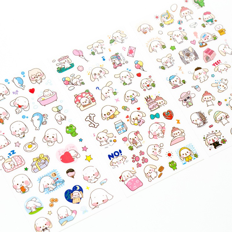 Set 6 tờ sticker hình dán trang trí sổ Thỏ con dễ thương M278