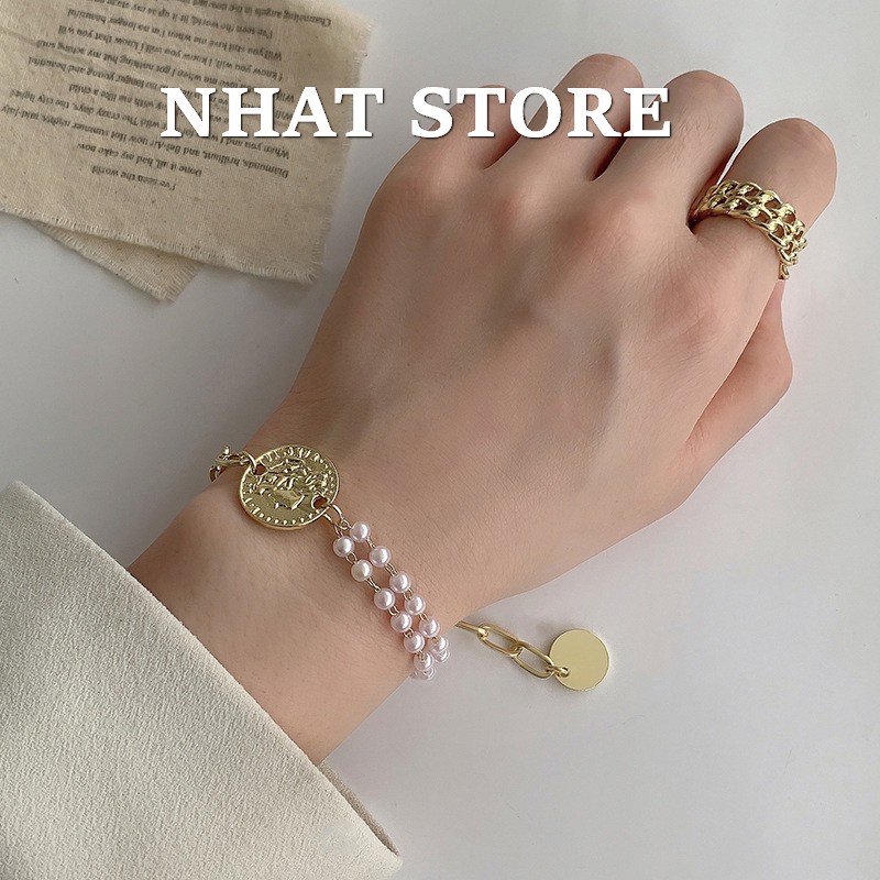Vòng đeo tay lắc tay đồng xu, Vòng tay Nhat Store Accessories