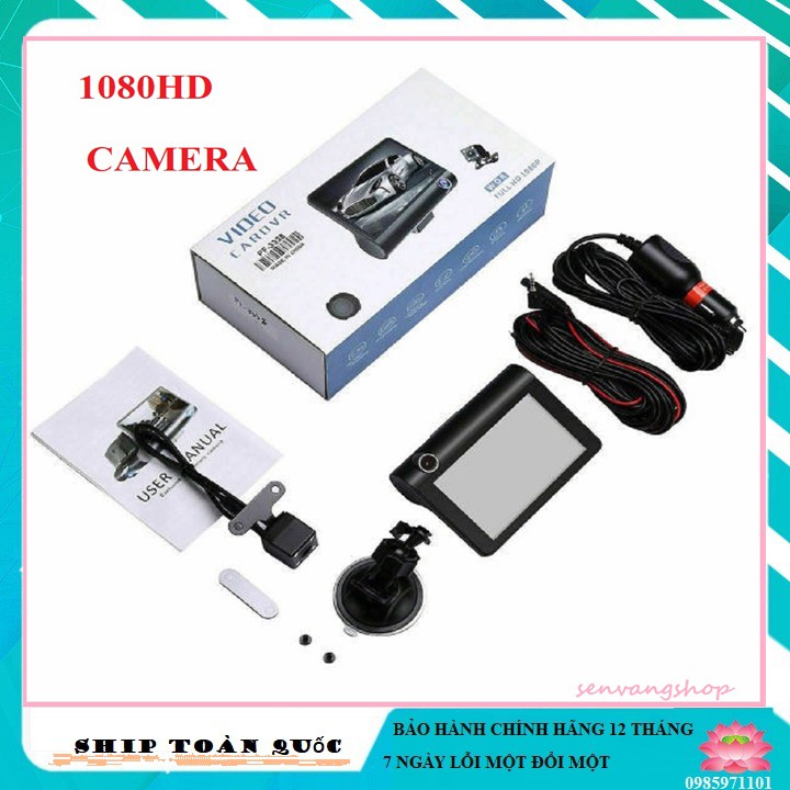 Camera hành trình 3 trong 1 quan sát tổng thể xe, màn hình 4 inh full HD 1080- cả trước và sau xe