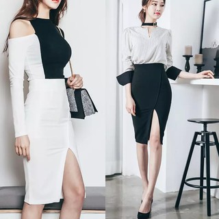 chân váy xẻ trước ôm tôn dáng