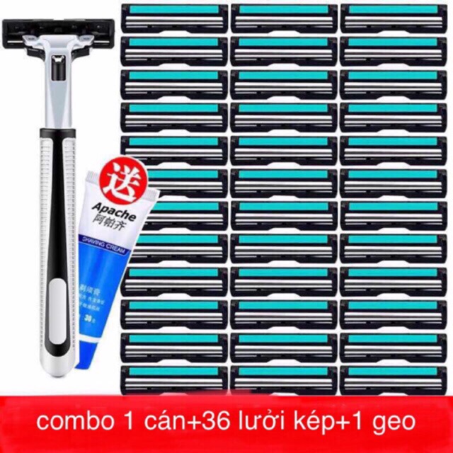 Combo 1 cán + 36 lưỡi kép và 1 tuýp geo tạo bọt