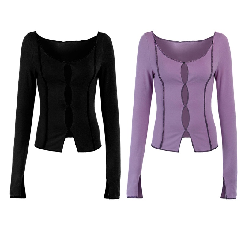 Áo Croptop Trễ Vai Tay Dài Màu Sắc Trơn Thời Trang Mùa Thu Dành Cho Nữ