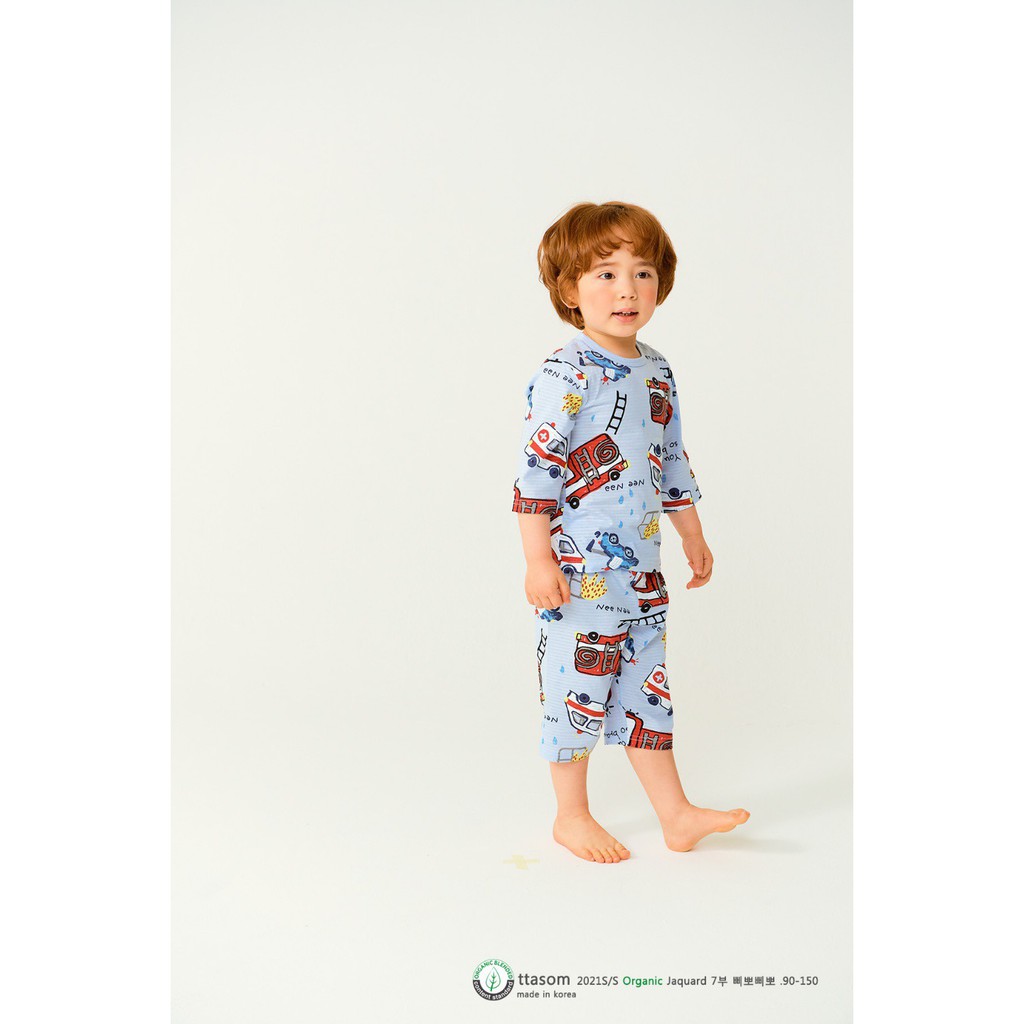 BỘ LỬNG CAO CẤP BÉ TRAI CỦA HÃNG TTASOM, CHẤT COTTON GIẤY ORGANIC, XE CỨU HỎA