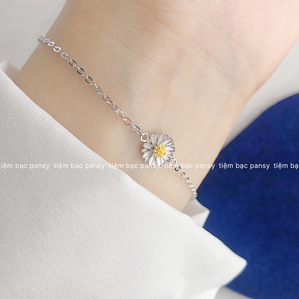 Lắc tay cúc hoạ mi bạc ta PANSY dây mảnh duyên dáng - Vòng bạc nữ bạc thật cao cấp