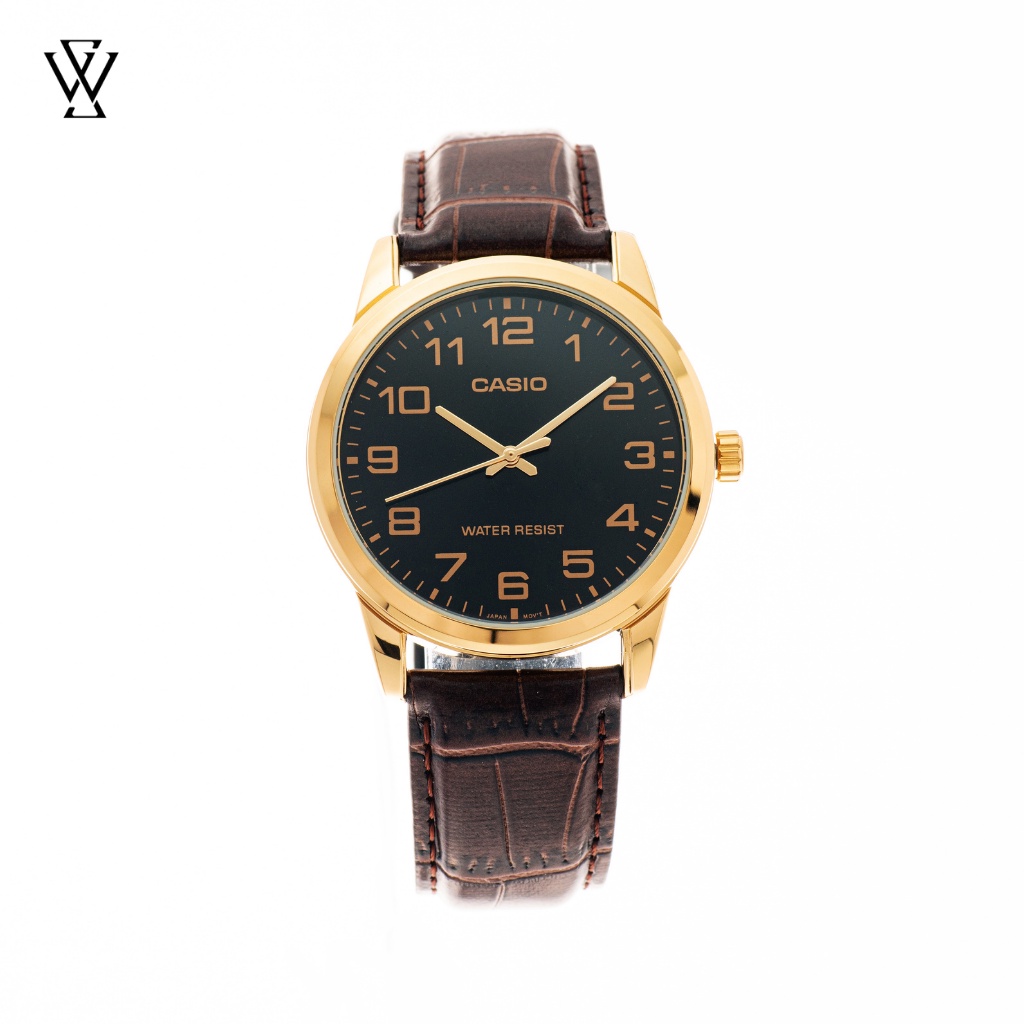 Đồng Hồ Quartz Nam Casio WATCHSTORE MTP-V001GL-1BUDF Thiết Kế Kính Khoáng 38mm, Dây Đeo Da Và Vỏ Thép Không Gỉ