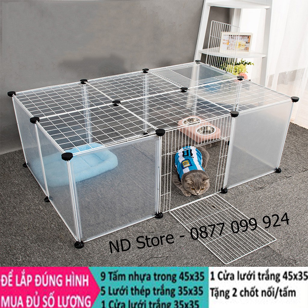 Chuồng Mèo Chuồng Chó Lắp Ghép Từ Lưới Sắt,Tấm Nhựa Trong,Thép Nhiều Màu KT 35x35cm, 45x35cm [BÁN THEO TẤM] [TẶNG CHỐT]