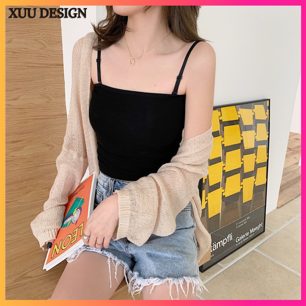 Áo hai dây chất vải thun co giãn, áo ctoptop Xuu Design AD02