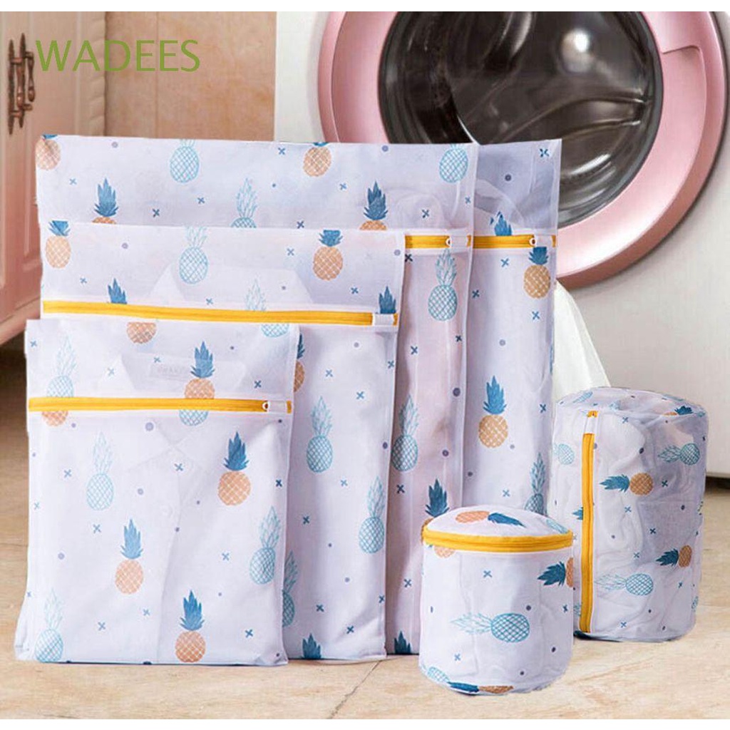 Túi Lưới Giặt Đồ Lót / Vớ Bằng Polyester In Họa Tiết Trái Dứa Có Khóa Kéo Tiện Dụng Cho Gia Đình