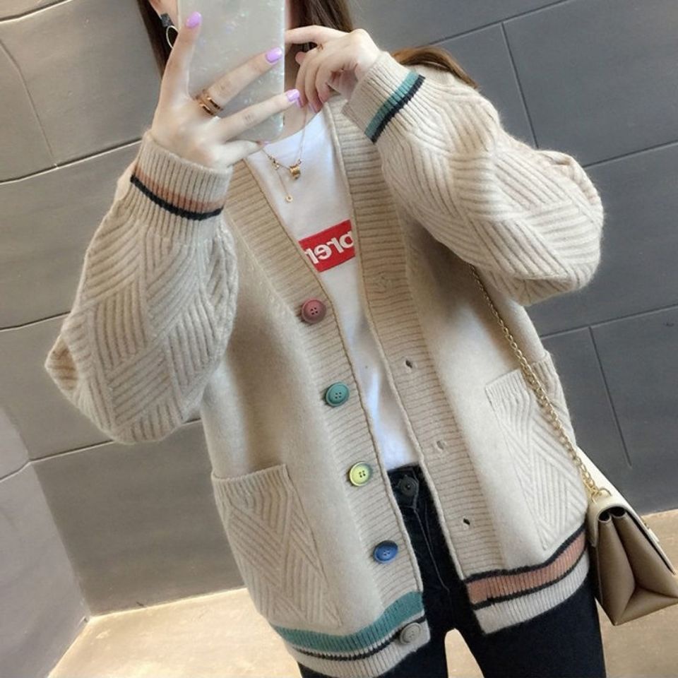 Áo Khoác cardigan Dệt Kim Dáng Rộng Ngắn Phong Cách Hàn Quốc Thời Trang Mùa Thu Dành Cho Nữ 2022